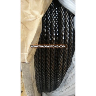 Galvanized Steel Wire Rope 6X7+FC Coated Black Oil Outside